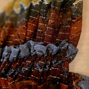 Beautiful See Through Top With Patterned Fabric With Gold Threads.